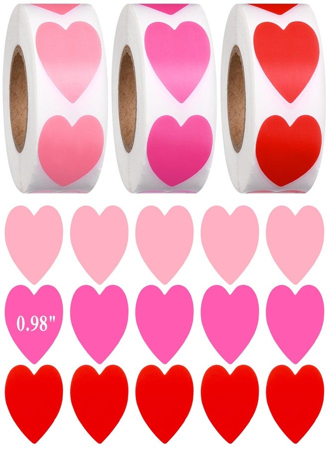 Chivertion 3 Roll 1500 Pcs Valentine's Day Stickers 1'' Heart Shaped Sticker Valentine's Day Love Decorations for Envelope Wedding Anniversaries(Red, Pink, Light Pink) - Image 1